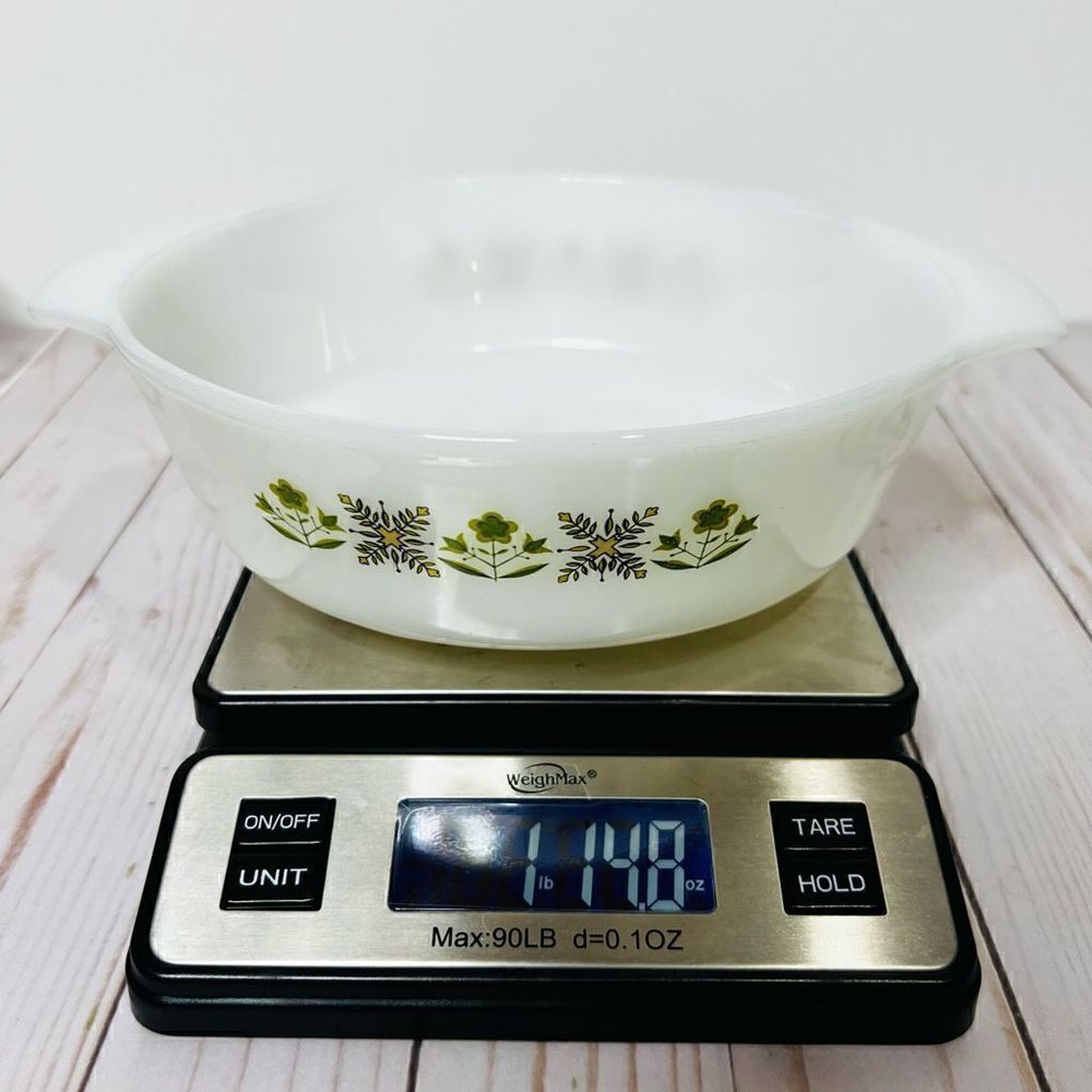 Anchor Hocking Fire King Casserole Baker Dish White Green Floral